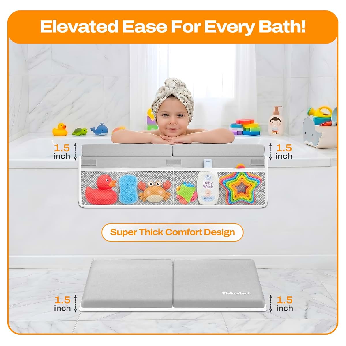 BabyOneStop Bath Kneeler and Elbow Rest Pad Set with Memory Foam