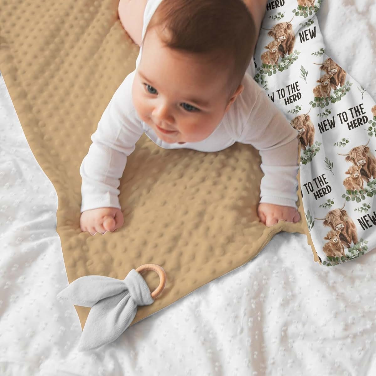Tewrnvioc Highland Cow Baby Blanket Minky Fleece Quilt