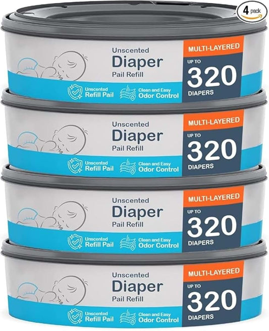 Artfully Yours Compatible With Diaper Genie Pails, 4-Pack
