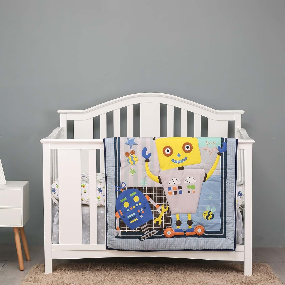 CribMATE 3-Piece Robot Nursery Crib Bedding Set in Blue