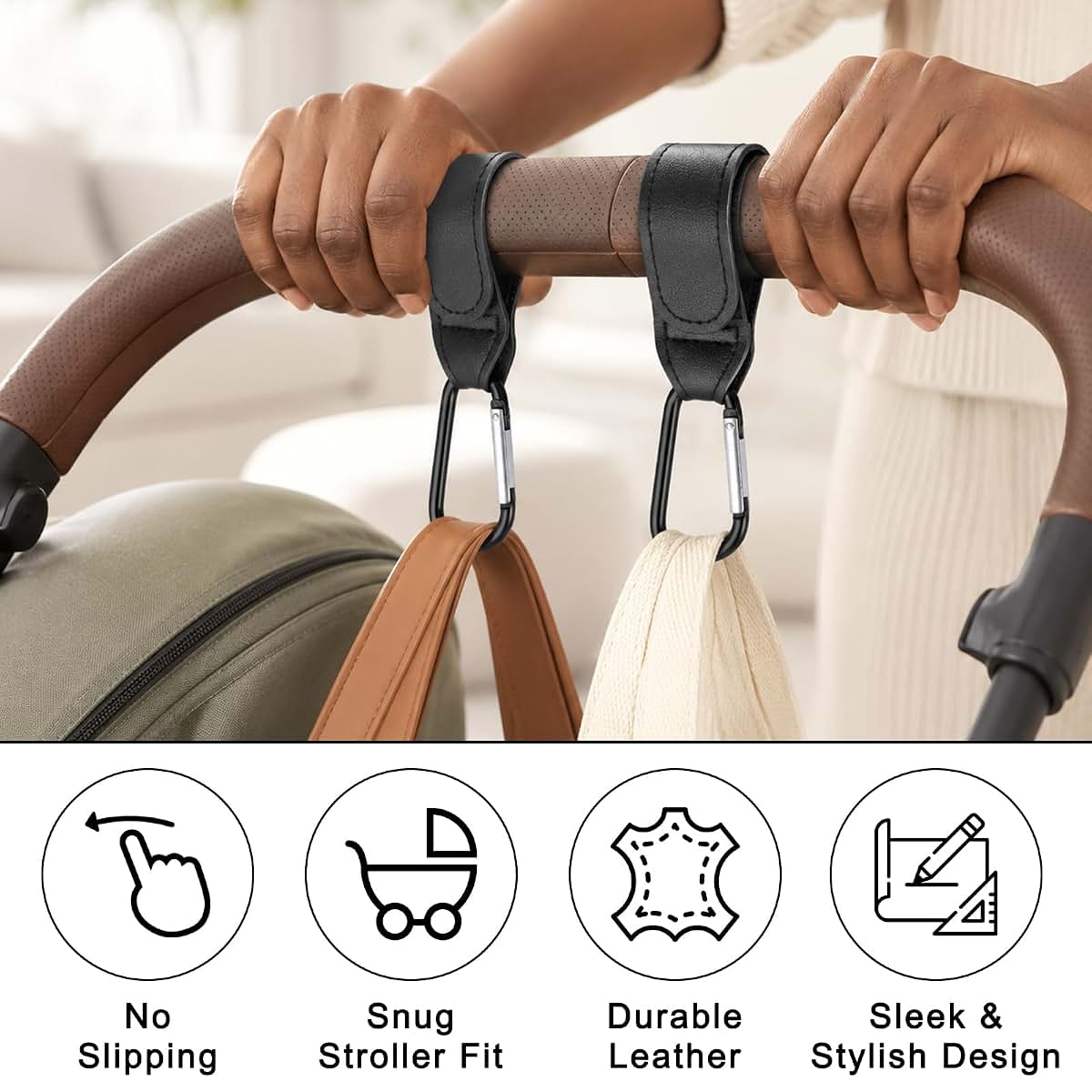 MSHHDK 6 Pcs Stroller Hooks for Bag Diaper Bag Hook Non-Slip Strollers Clip (photo 3)