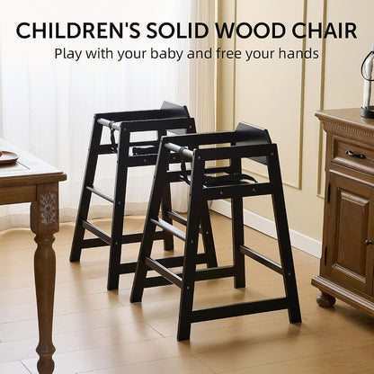 Neoflavie 4 Pack Wooden High Chairs for Baby & Toddlers, Black, Stackable Design