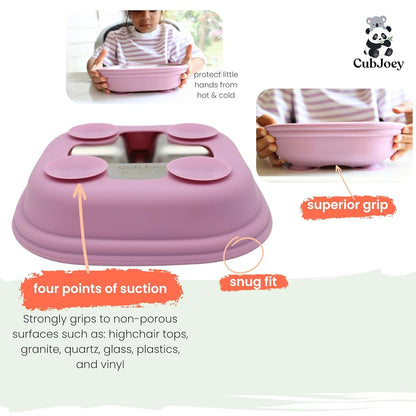 CubJoey Stainless Steel Kids Plates with Removable Silicone Suction Sleeves, 2 Pack (photo 3)