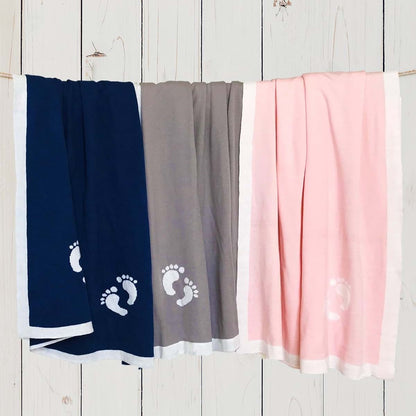 Vogue 100% Cotton Knit Footprint Baby Blanket