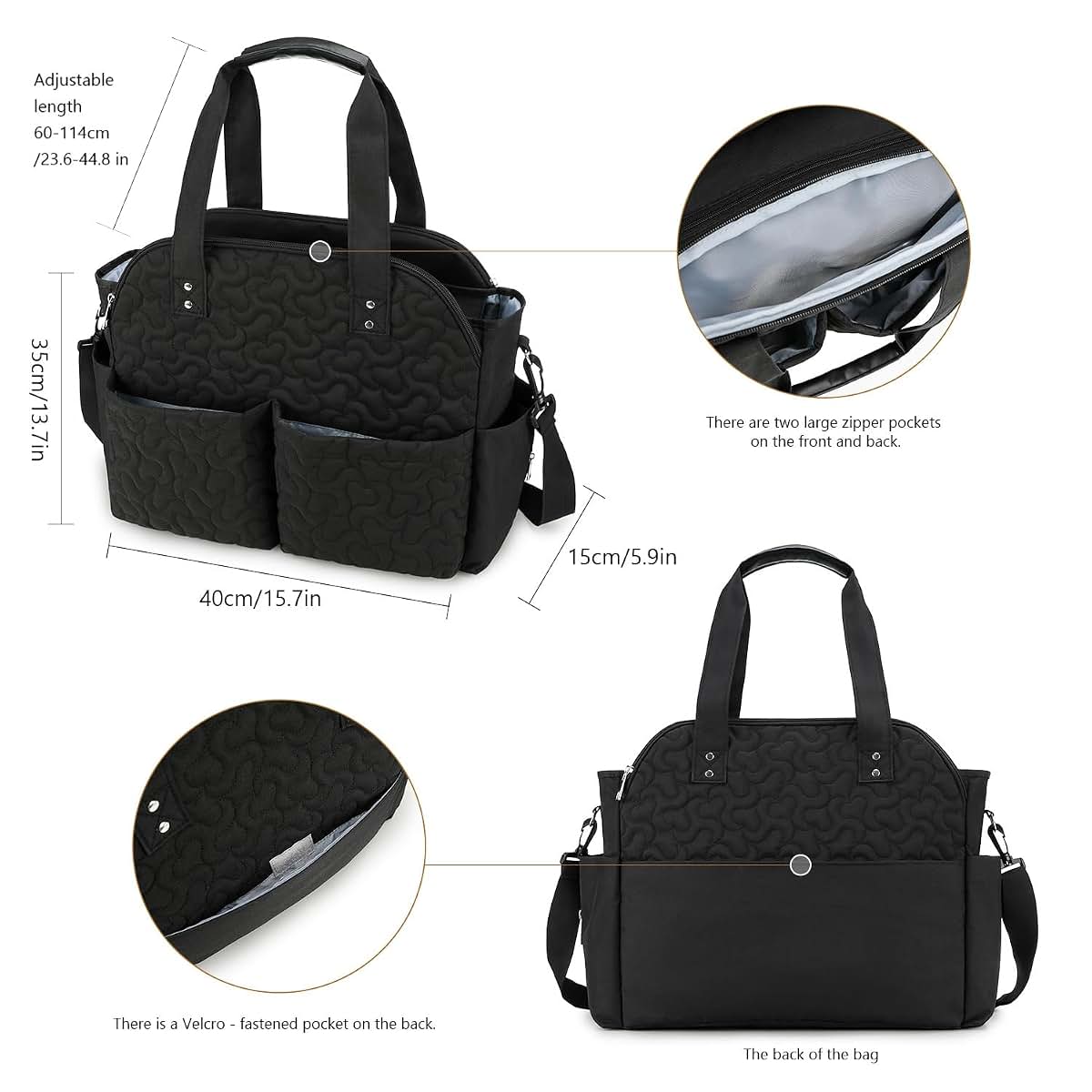 MEYTEILAY Diaper Bag Tote Large Multi-Function Baby Changing Bag for Mom Travel Nappy Bag for Women (Black) (photo 2)