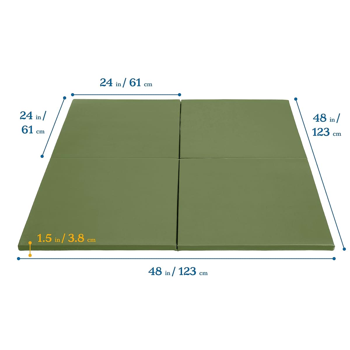 ECR4Kids SoftZone Play Patch Activity Mat Squares, Modular Playmat, Hunter Green, 4-Pack