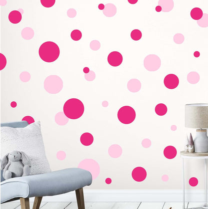Create-A-Mural Polka Dot Wall Decals for Girls Room, Light and Dark Pink