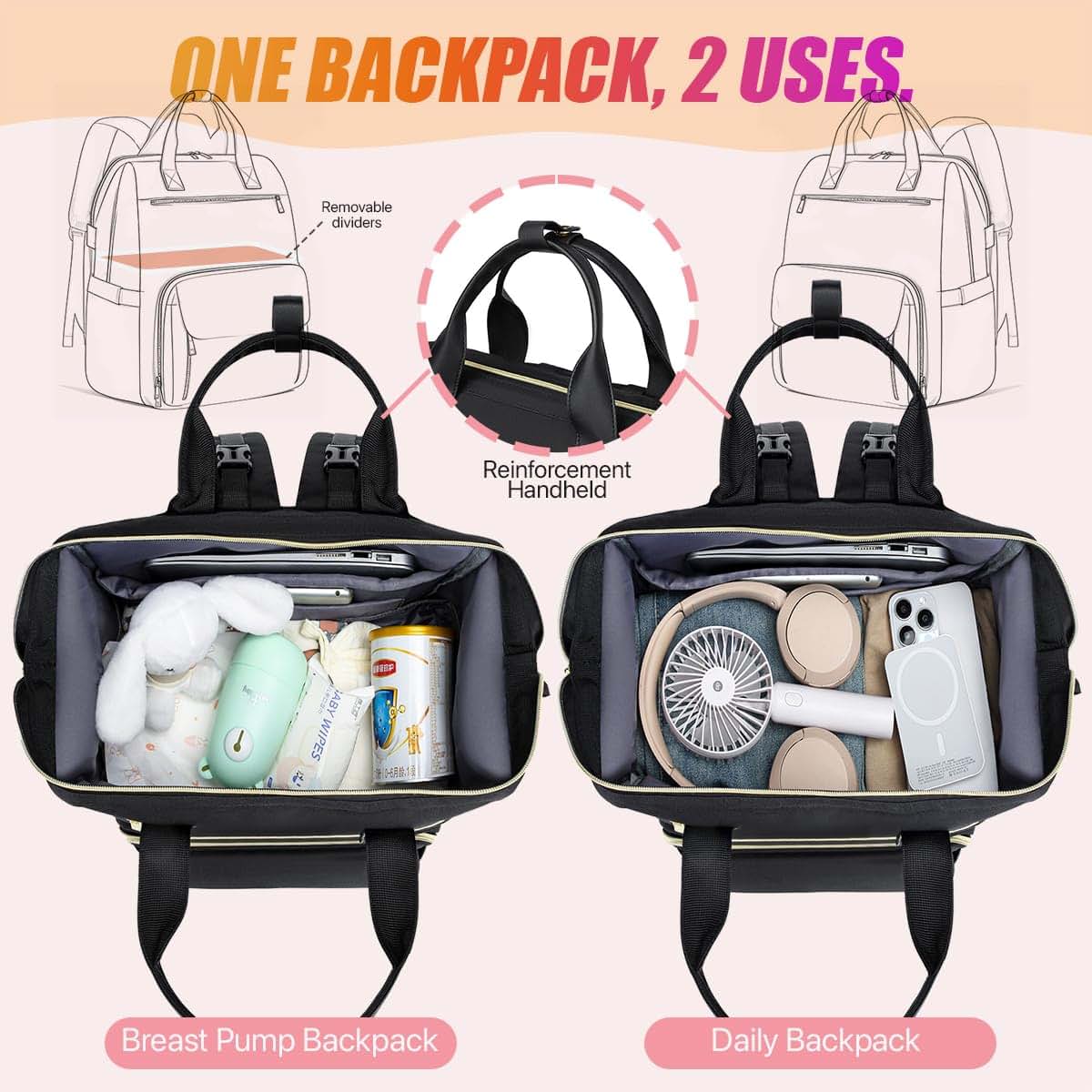 BabyOneStop Breast Pump Backpack With Insulated Cooler Bag