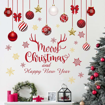 Mfault Christmas and Happy New Year Wall Decals Stickers for Home and Bedroom Decor