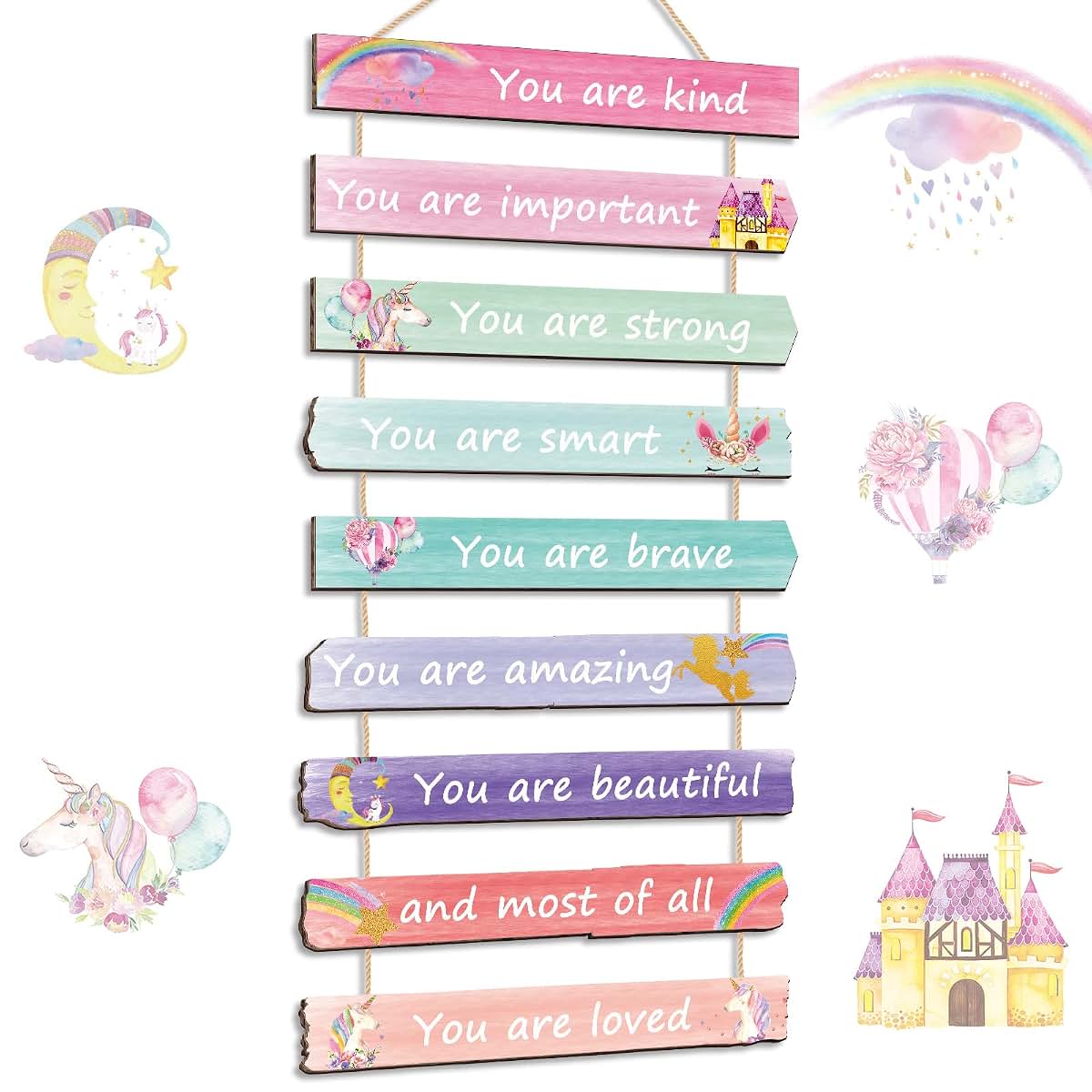 Yookeer Unicorn Rainbow Wall Art