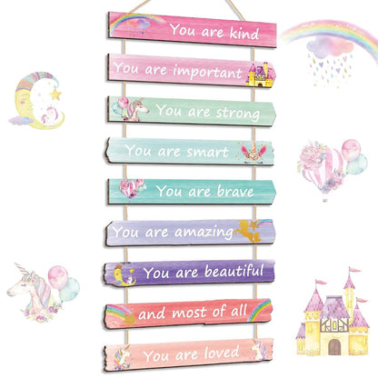 Yookeer Unicorn Rainbow Wall Art