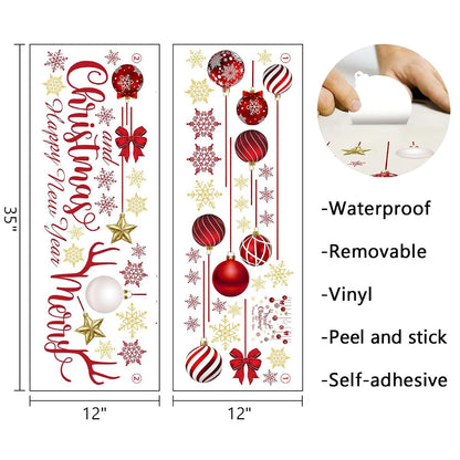Mfault Christmas and Happy New Year Wall Decals Stickers for Home and Bedroom Decor
