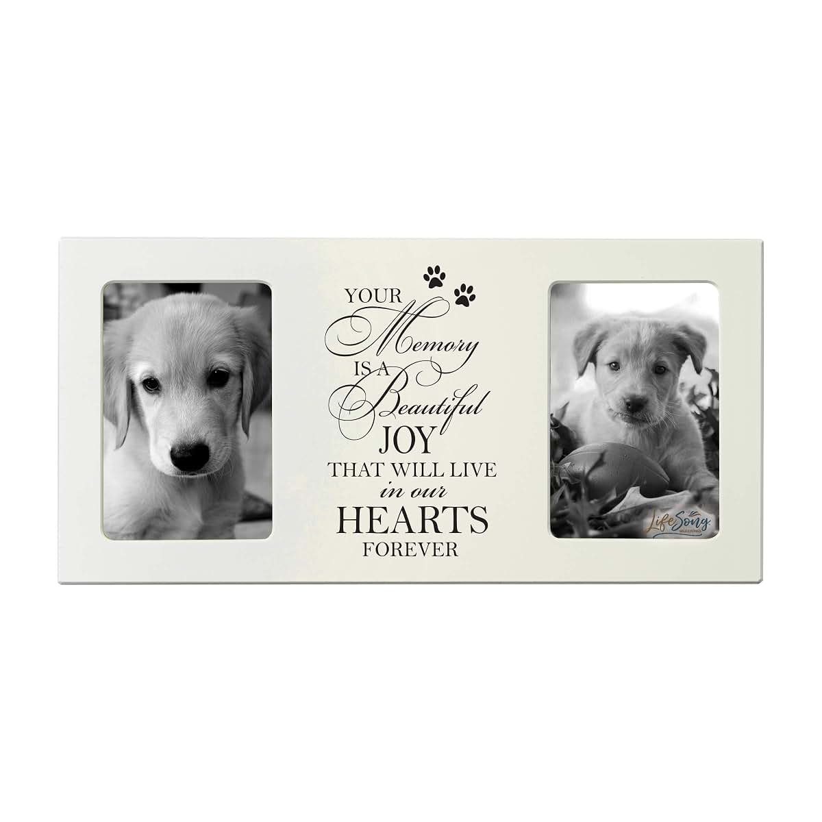LifeSong Milestones Dog Memorial Picture Frame 8x16 Inches Holds Two 4x6 Photos with Condolence Verses