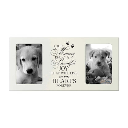 LifeSong Milestones Dog Memorial Picture Frame 8x16 Inches Holds Two 4x6 Photos with Condolence Verses