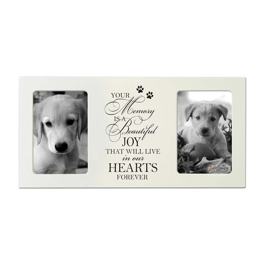 LifeSong Milestones Dog Memorial Picture Frame 8x16 Inches Holds Two 4x6 Photos with Condolence Verses