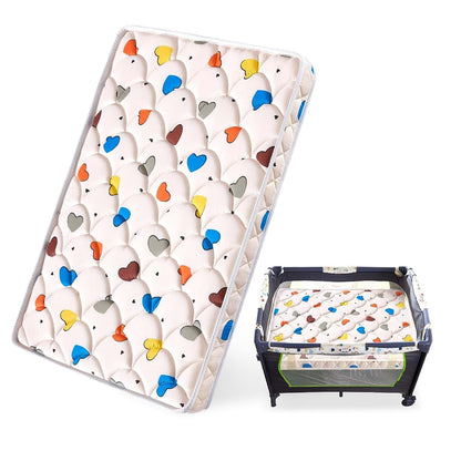 BabyOneStop Pack and Play Mattress with Heart Pattern, 38 x 26 Inches