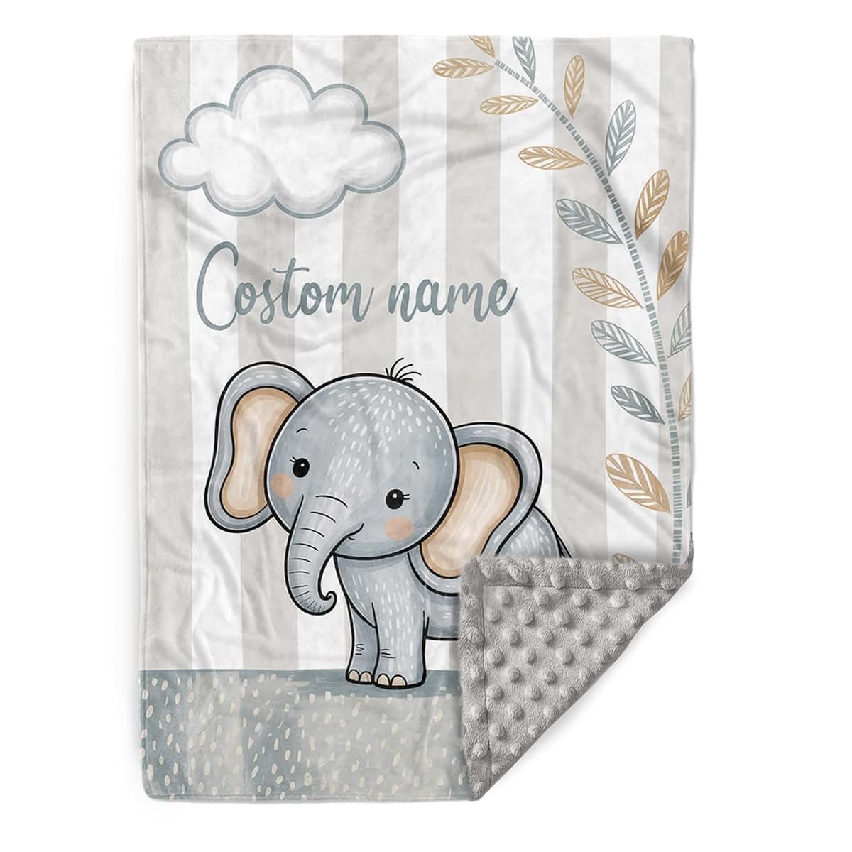 Kryvoxc Personalized Baby Blankets with Name, Whale Double Layer Receiving Swaddle Blanket with Dotted Backing, Soft