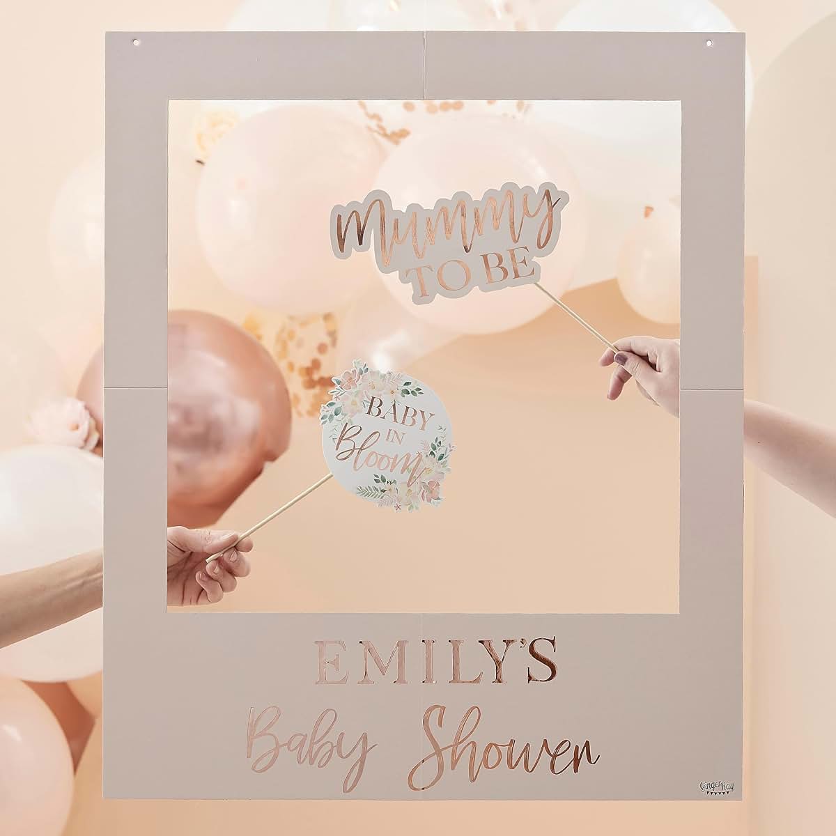 Blush & Rose Gold Custom Photo Booth Frame for Baby Shower Decor