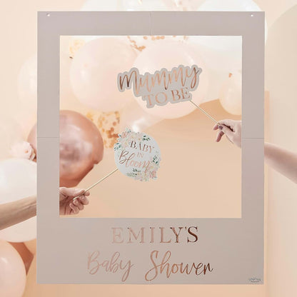 Blush & Rose Gold Custom Photo Booth Frame for Baby Shower Decor