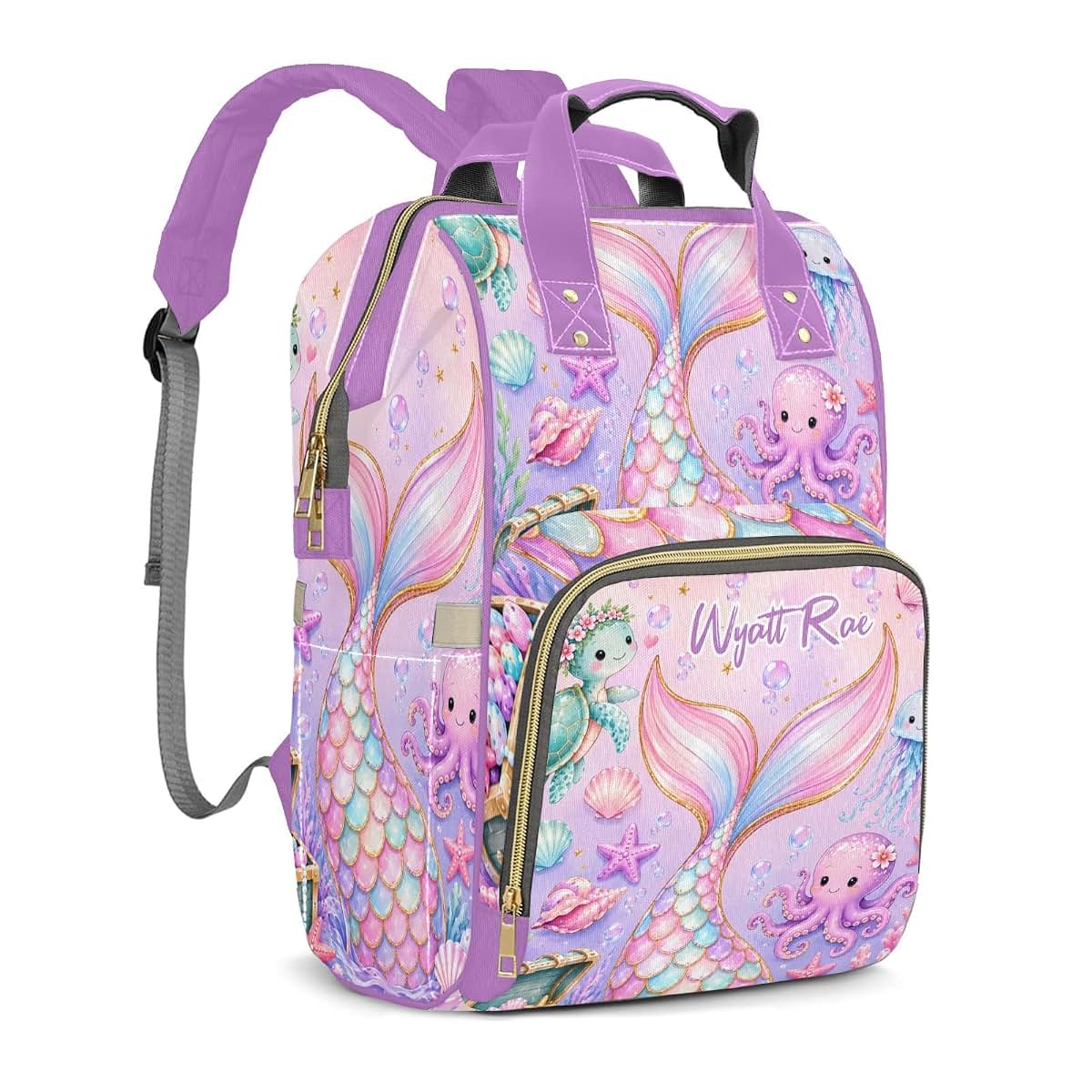 Joyestore Custom Mermaid Diaper Backpack Mom Baby Bag for New Parent Gift (photo 2)