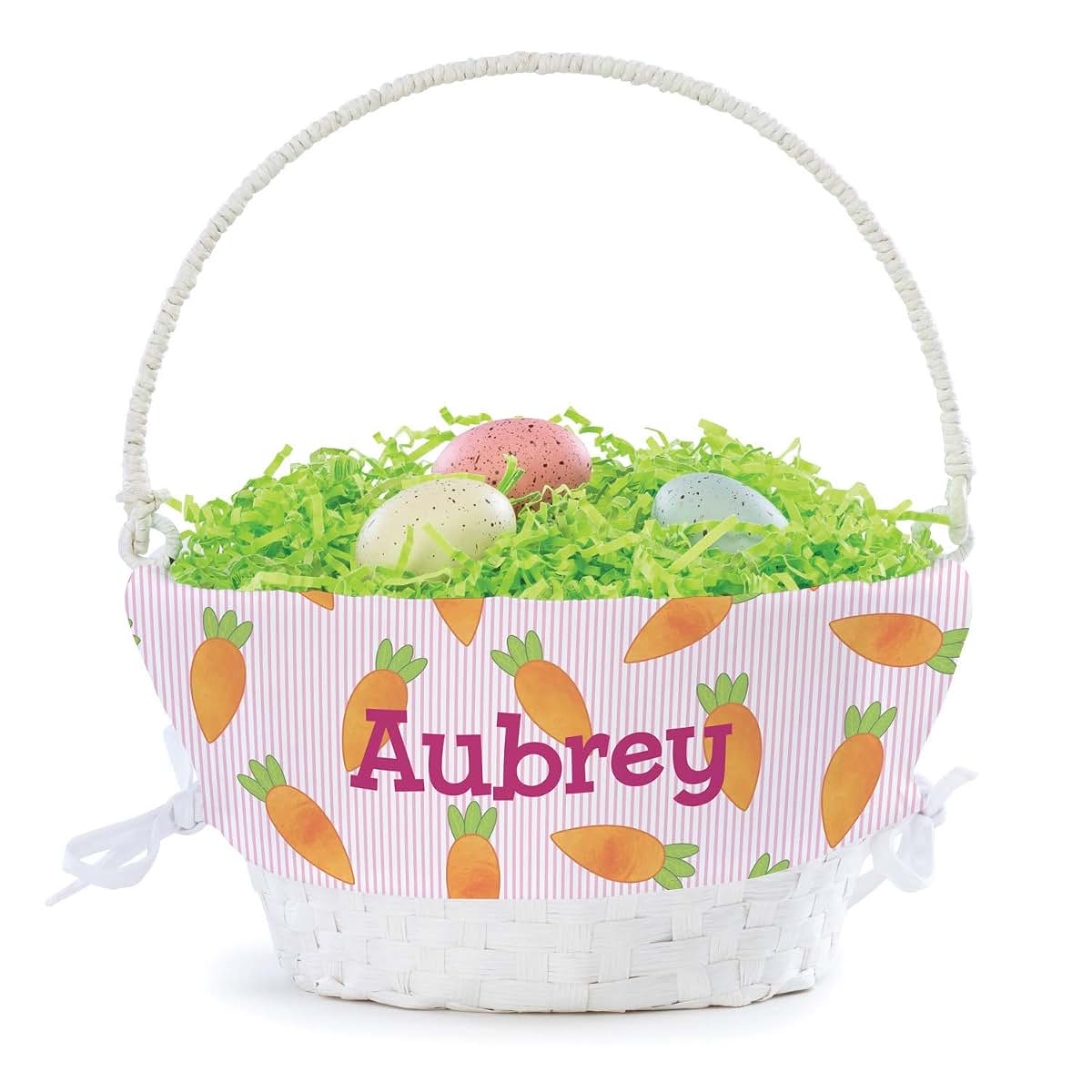 Personalized Planet Personalized Easter Egg Basket for Girl with Handle and Custom Name | Carrot Easter Basket Liners