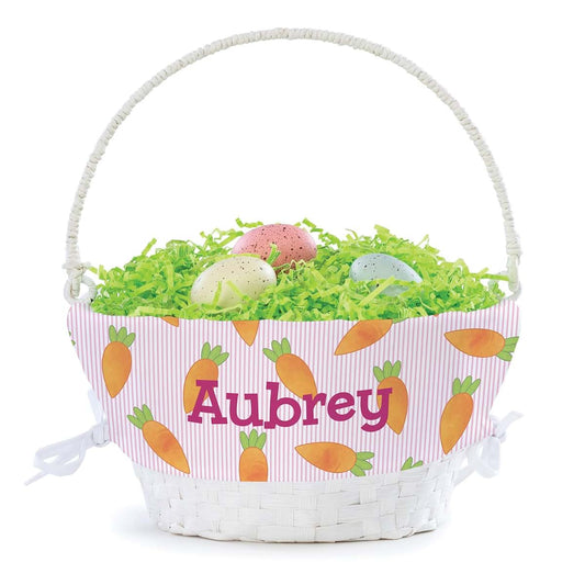 Personalized Planet Personalized Easter Egg Basket for Girl with Handle and Custom Name | Carrot Easter Basket Liners