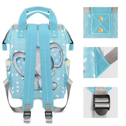 Joyestore Personalized Elephant Blue Custom Mom Bag with Name,Dad and Mom Diaper Backpack Waterproof Baby Shower for (photo 4)
