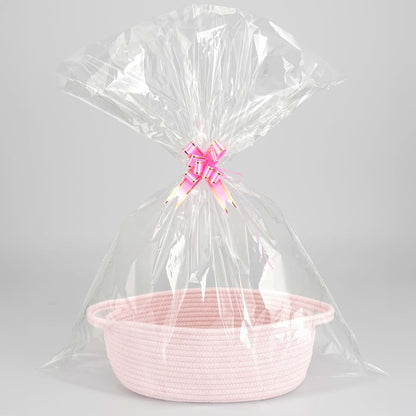 JUNBOLE Baby Gifts Basket Empty With Gifts Bag and Bow 12"x8"x5" to Fill Easter Birthday Small Woven Cotton Rope Baby