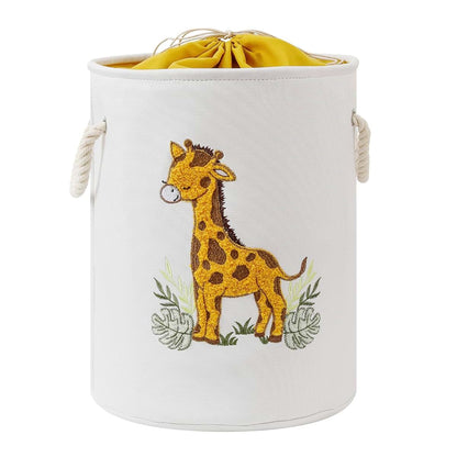 INough Kids Laundry Basket Baby Hamper for Nursery, Canvas Dirty Clothes Hampers with Drawstring Closure, Jungle Theme
