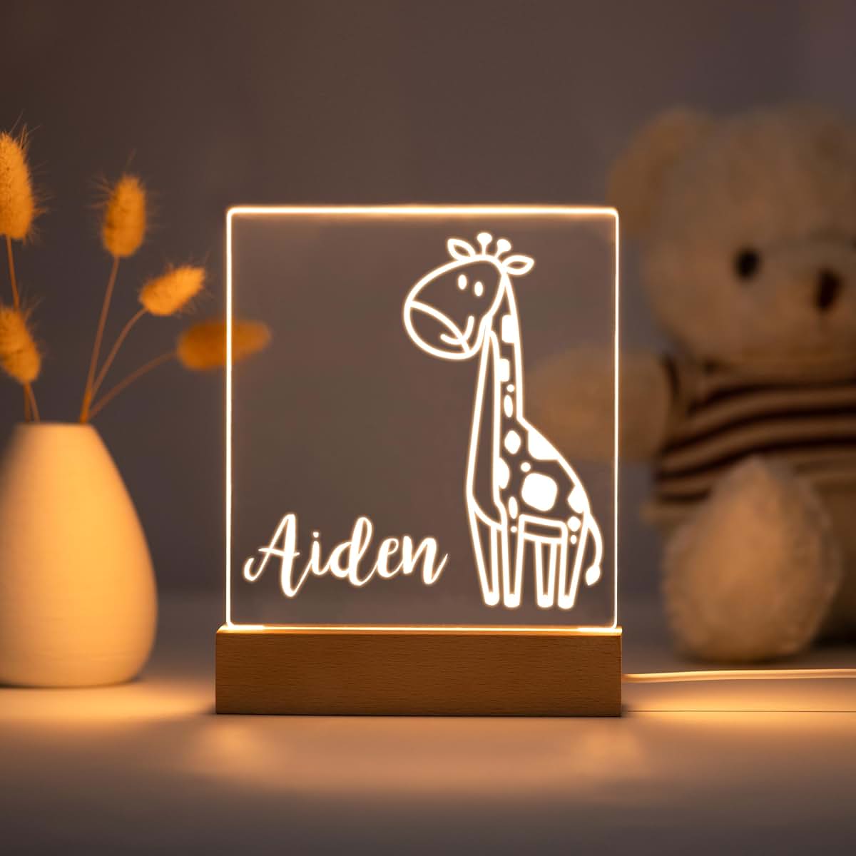 With Love From Julie Personalized Night Light for Kids Girls Boys Customized Gifts for Baby Custom Nursery Lamp Bedroom (photo 4)