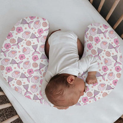 Selgkds Pink Summer Mermaids Seashells Floral Nursing Pillow Covers Boho Neutral Conch Pearls Soft Stretchy Nursing