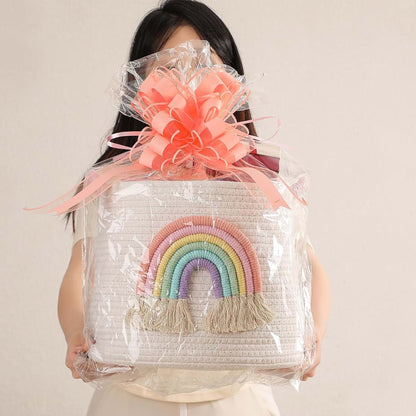 INough Woven Cotton Rope Toy Storage Basket With Rainbow Decor (photo 3)