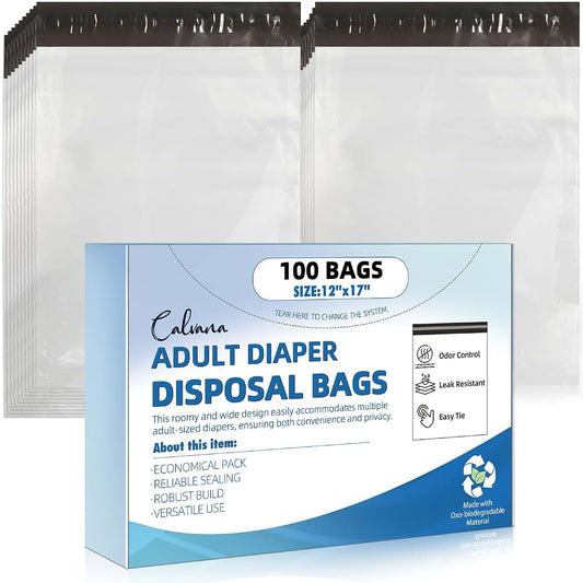 Calvana100 Pcs Extra Thick Adult Diaper Disposable Bags Odor Tight Sealing Disposal Bags Tear Resistance Adult Diaper