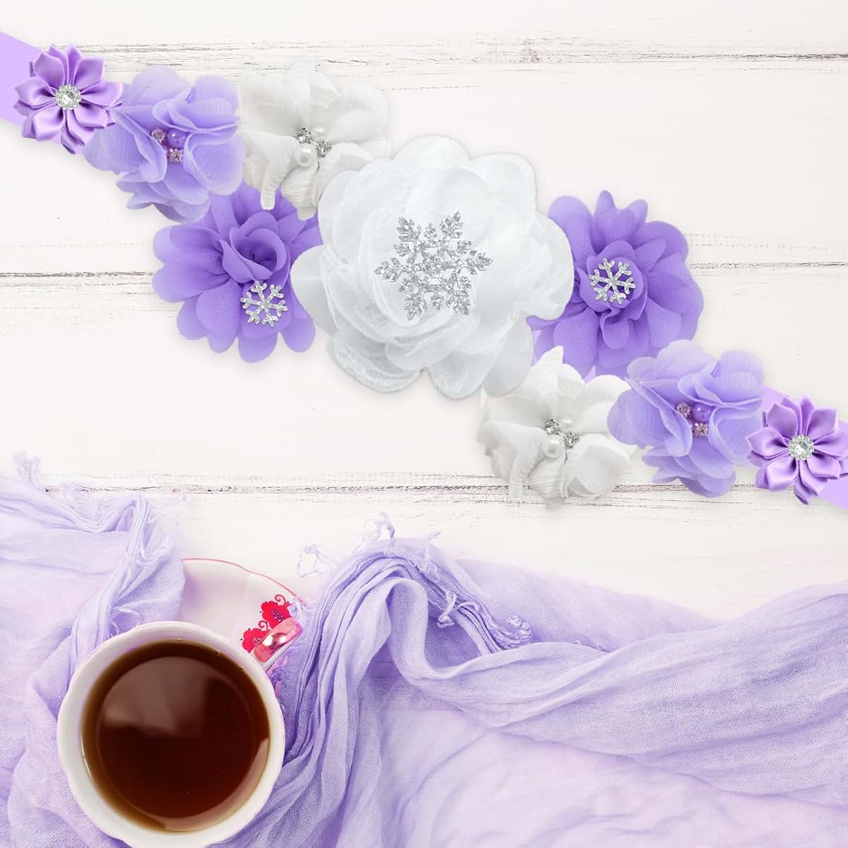 BabyOneStop Winter Snowflake Maternity Sash and Corsage Pin Set
