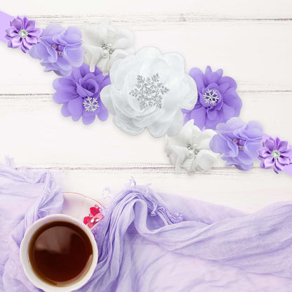 BabyOneStop Winter Snowflake Maternity Sash and Corsage Pin Set