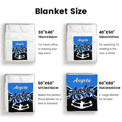 Xiucoo Blue Black Custom Name Cheerleader Blanket For Newborns (photo 3)
