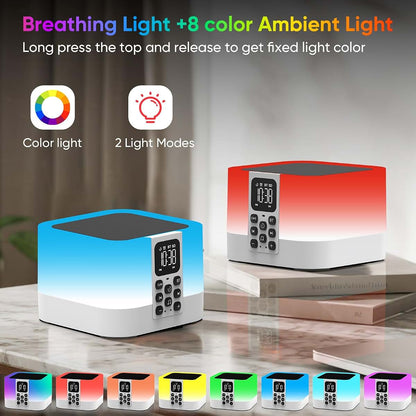 Night Light Bluetooth Speaker With Alarm And 30 Sounds