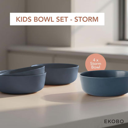 EKOBO Bamboo Kids Bowls Set of 4, 20 oz Reusable Kid Bowls, Eco‑Composite, BPA‑Free, Dishwasher Safe, Stackable Cereal (photo 2)