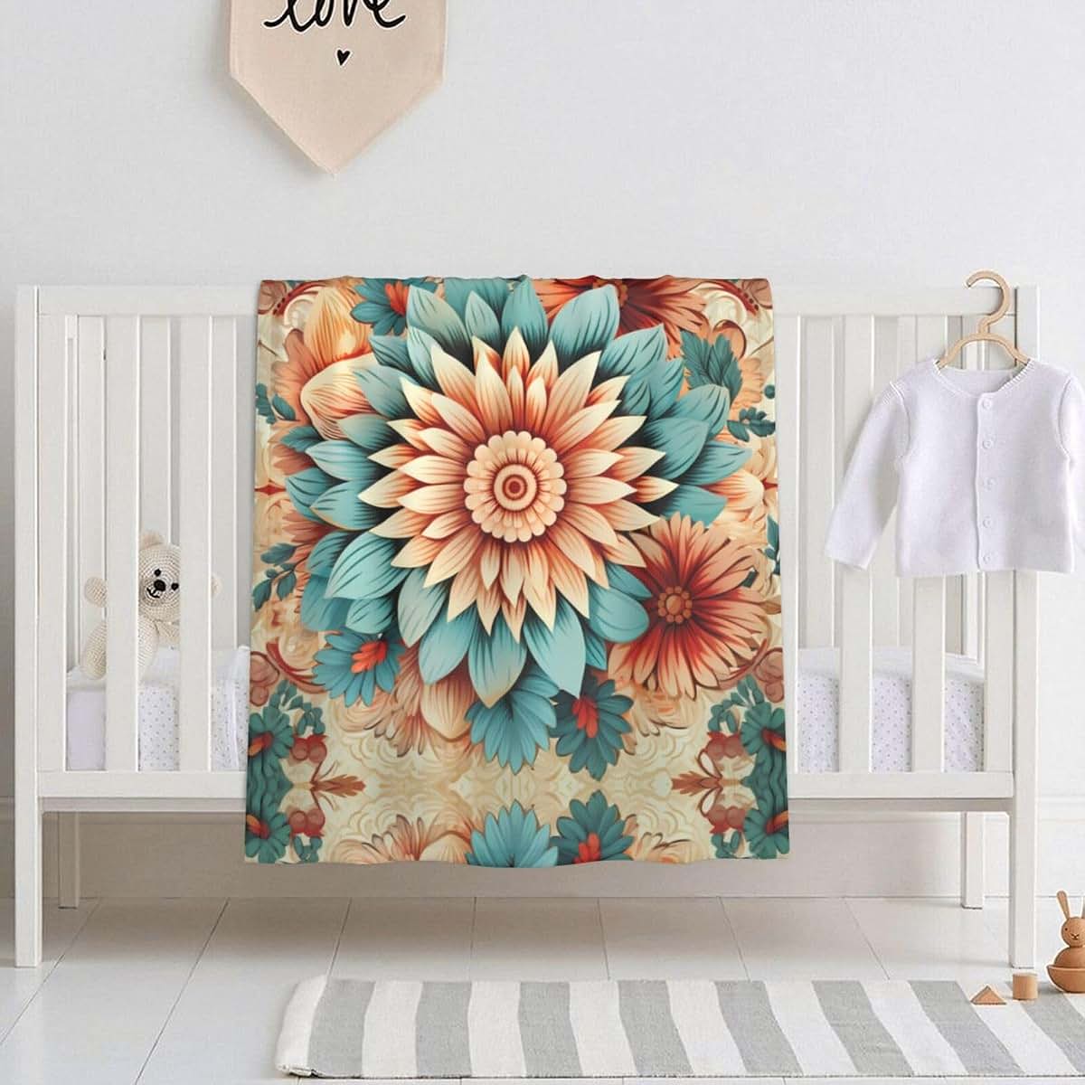 WBQLSL Dahlia Pattern Baby Blanket 30"x40" Crib nap Blanket Newborn Gift