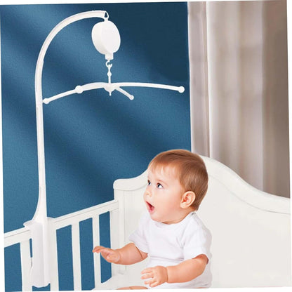 Blablablalu Crib Mobile Holder with 360° Rotating Music Box, Detachable Clip-On Arm, White Plastic