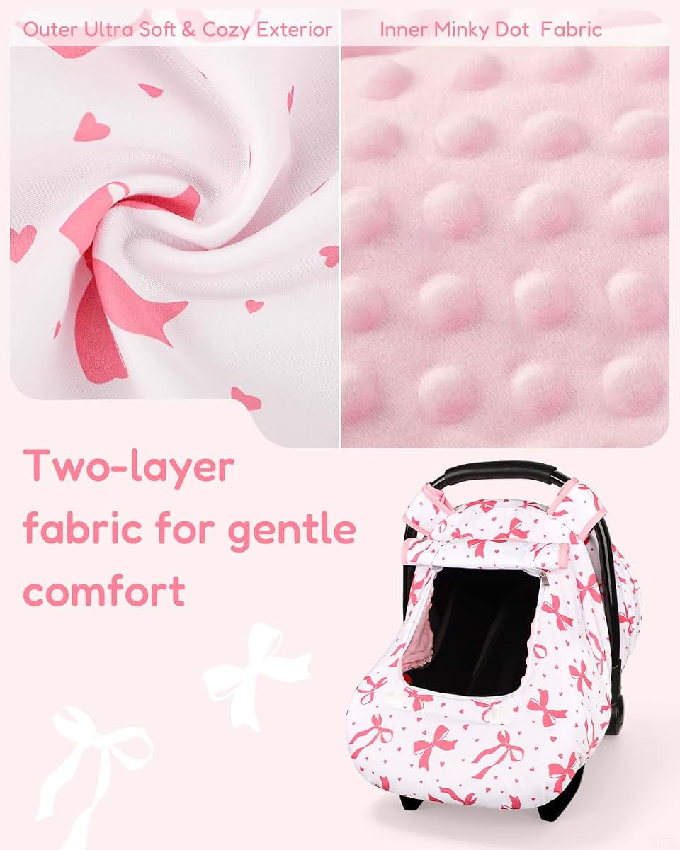 SWESEN Baby Car Seat Cover - Pink Bow (photo 4)