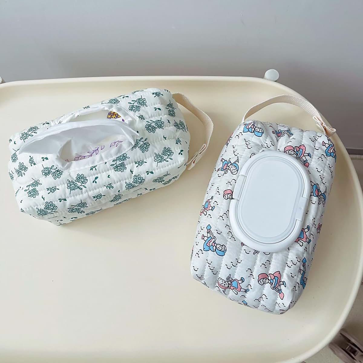 BabyOneStop Cotton Wipe Dispenser Case, Quilted Holder for Home and Travel