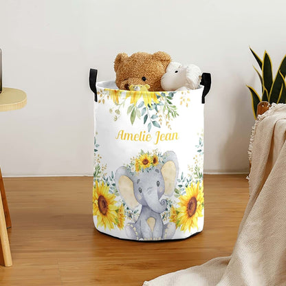 Joyestore Elephant Watercolor Sunflowers Storage Bin And Laundry Hamper (photo 3)