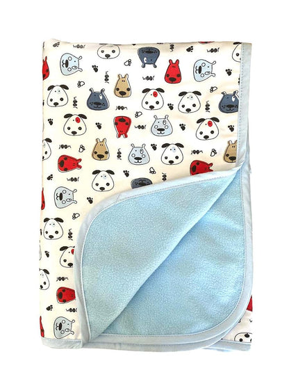effe bebe Dizzy Doggie Cotton Fleece Baby Blanket (Light Blue) 30"x40"