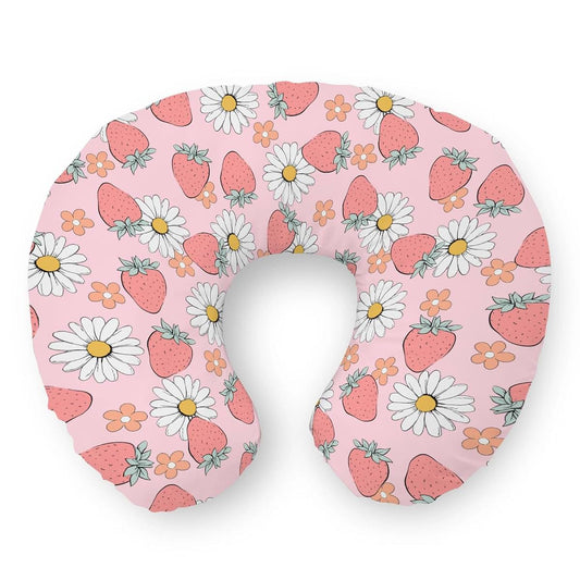 Selgkds Boho Pink Strawberry Daisy Nursing Pillow Covers Retro Strawberries Floral Girly Soft Stretchy Nursing Cover