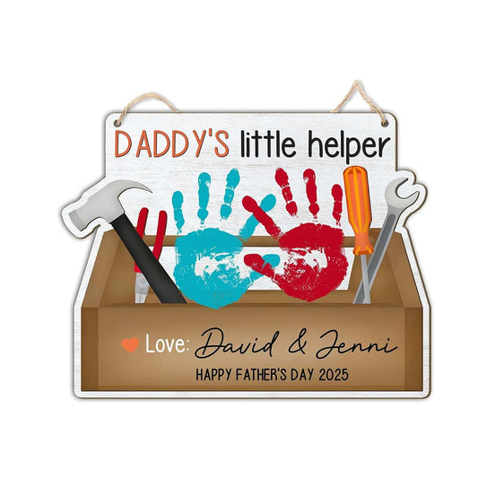 BEETHIS Custom Daddy's Little Helper Toolbox Craft DIY Baby Handprint Art For Father's Day, Dad Tools Handprints Kids