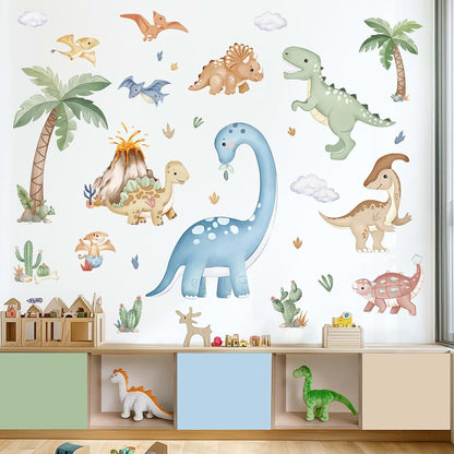 Wondever Boho Dinosaur Wall Decals Watercolor Dino Wall Stickers