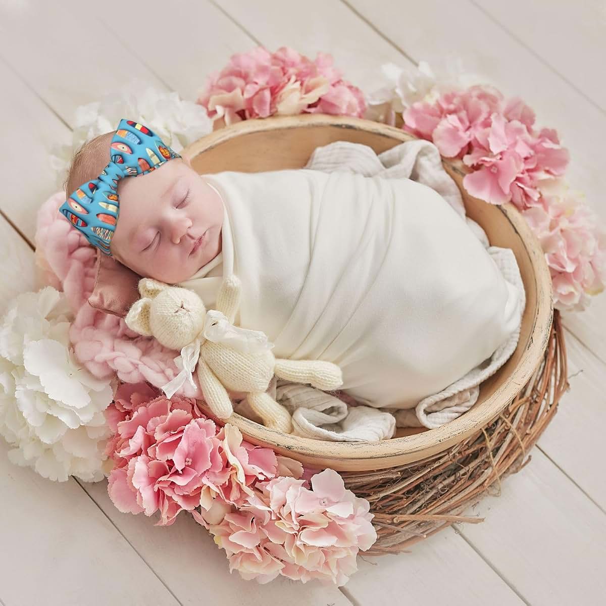 BabyOneStop Colorful Surfboard Print Baby Headband with Bow