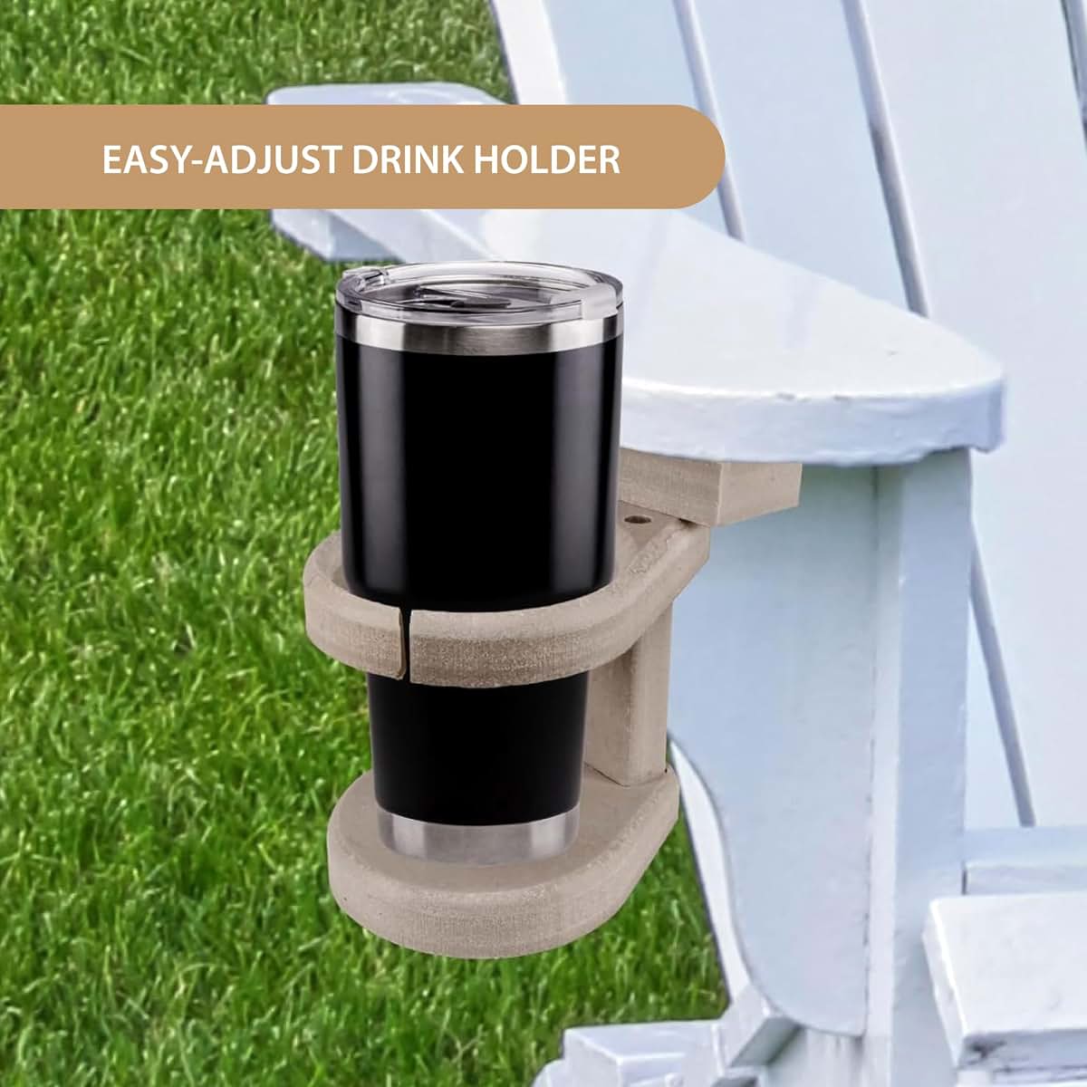 Adirondack Chair Cup Holder Attachment – Poly Lumber Drink Holder, Swivel & Foldable