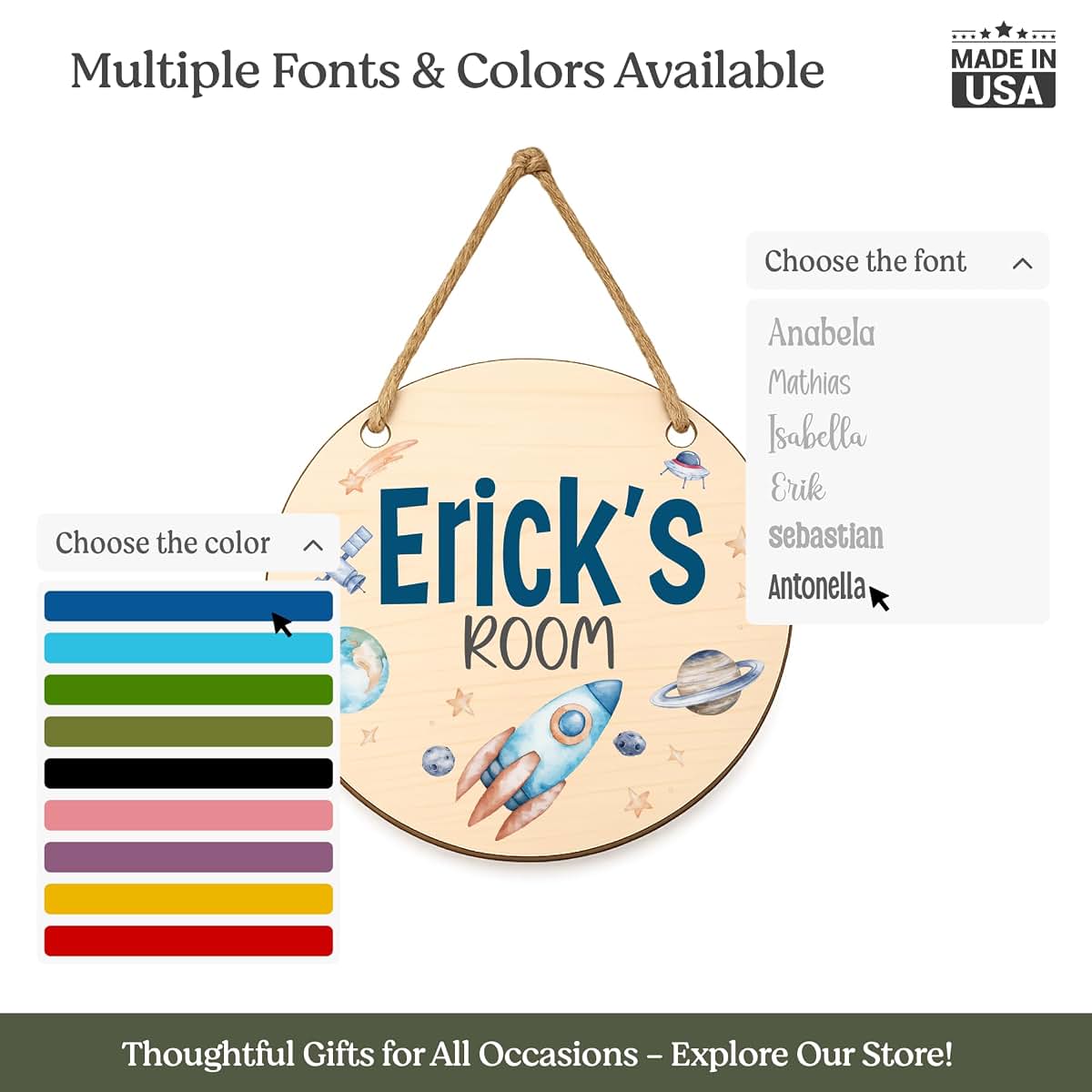 SugoiDesign Personalized Safari Kids Door Sign Custom Name Plaque